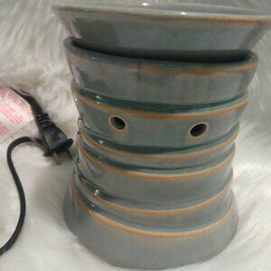 Scentsy Wax Warmer sage green and tan plug in